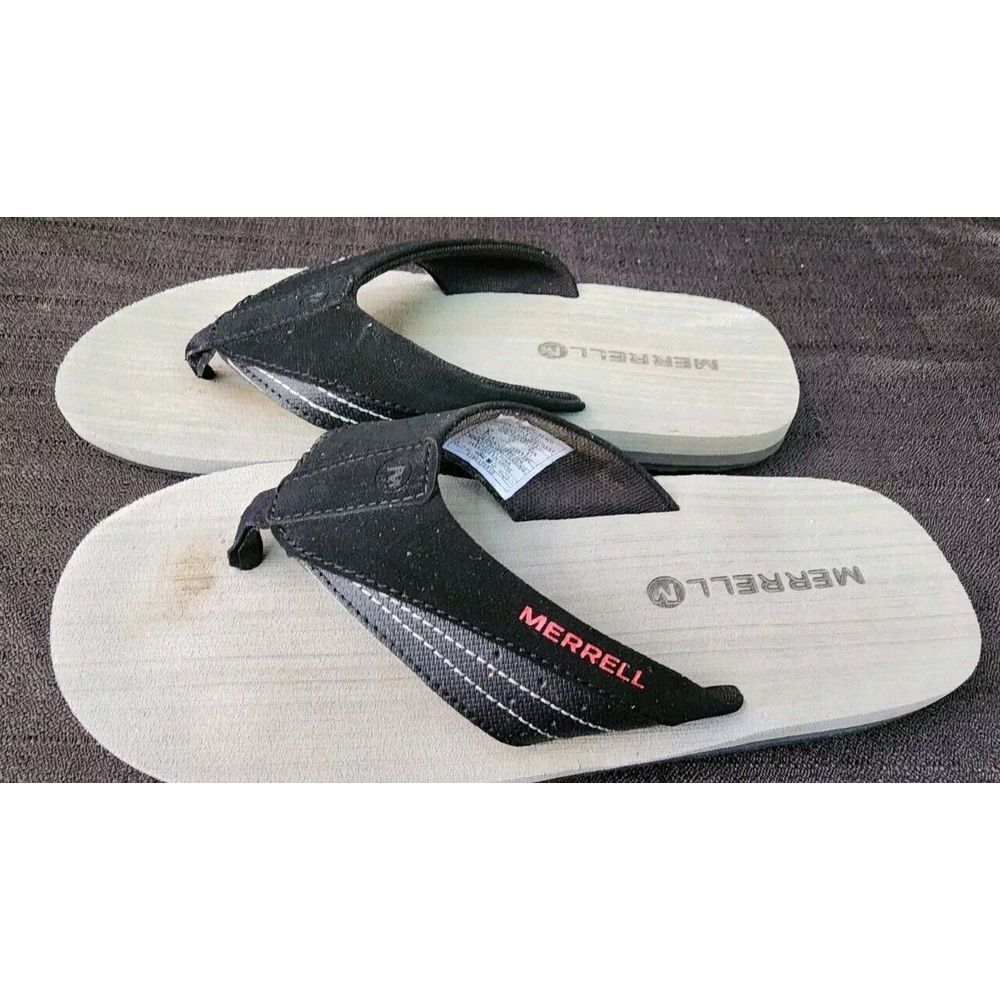 Merrell Men's Size 8 Women's 10 Black Leather Thong Sandals EUC - Picture 4 of 6